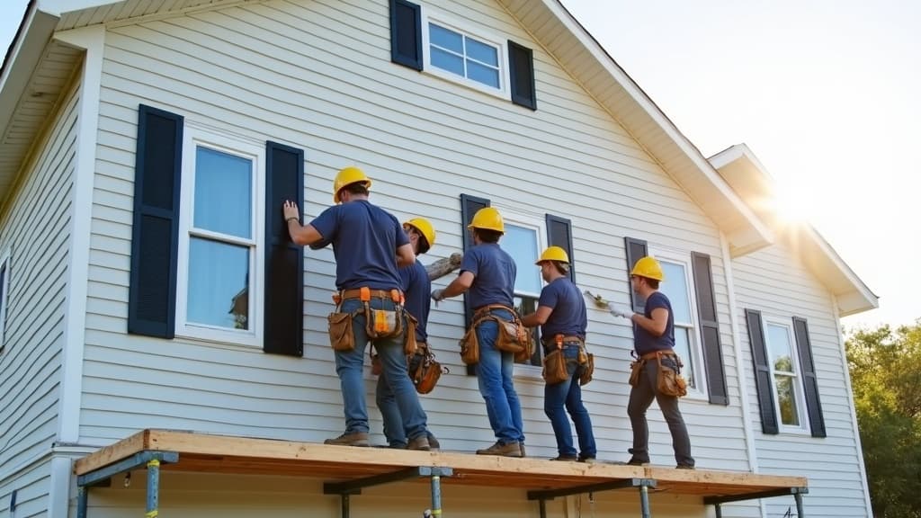 Siding crew at work on Long Island